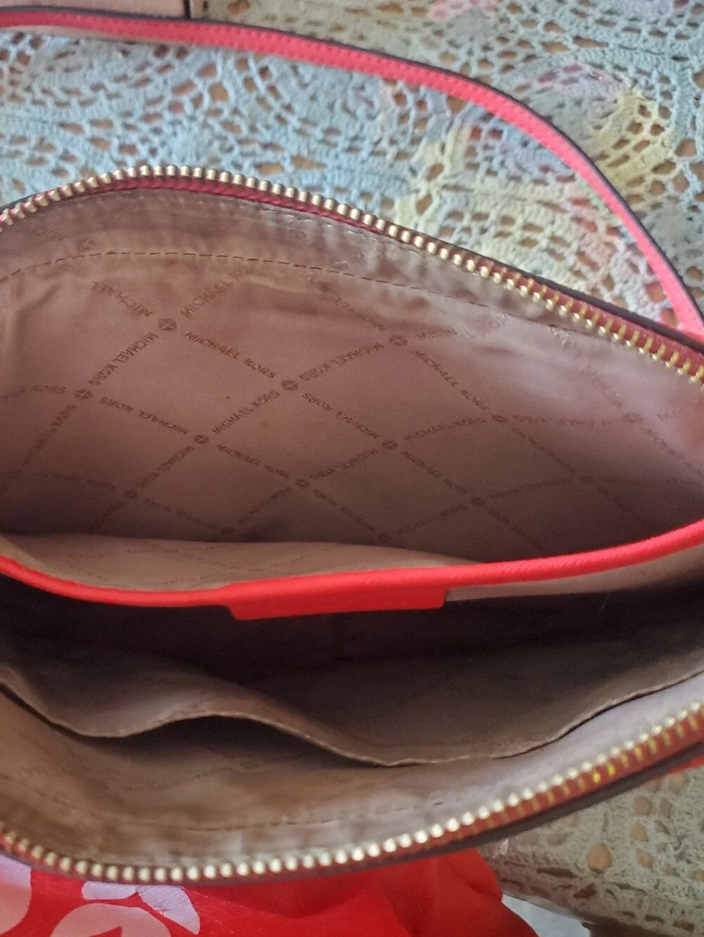 Michael Kors Red Crossbody Camera Bag with Gold Logo